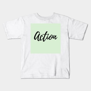 Action - Green Background Kids T-Shirt